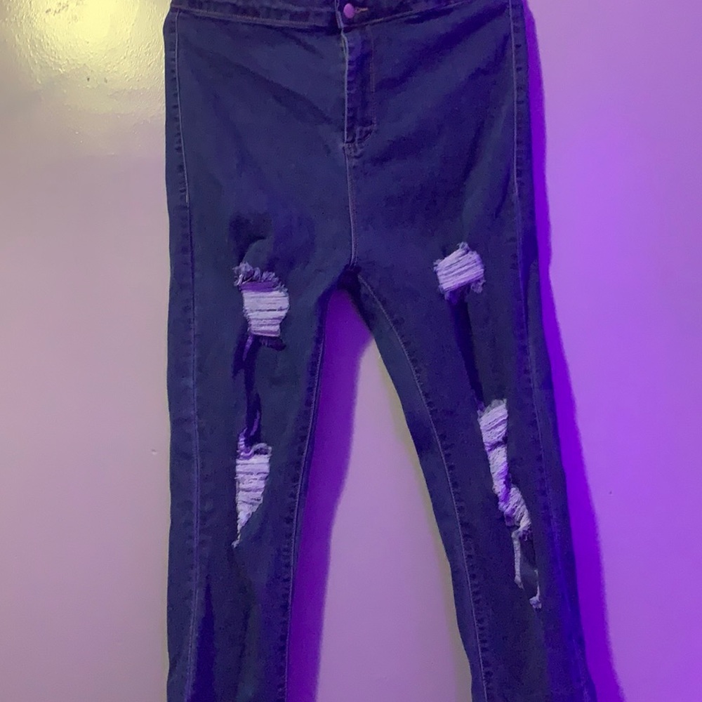 PLT high waisted ripped jeans